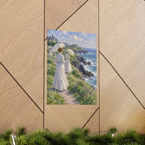 Newport RI Wall Art, Cliff Walk Painting Print, Victorian Ladies with Parasols Poster, Rhode Island Coastal Art, Impressionist Gift image 13
