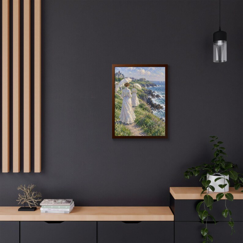 Framed Newport RI Wall Art, Cliff Walk Painting, Framed Impressionist Coastal Art Print, Rhode Island Art, Ready to Hang Gift image 12