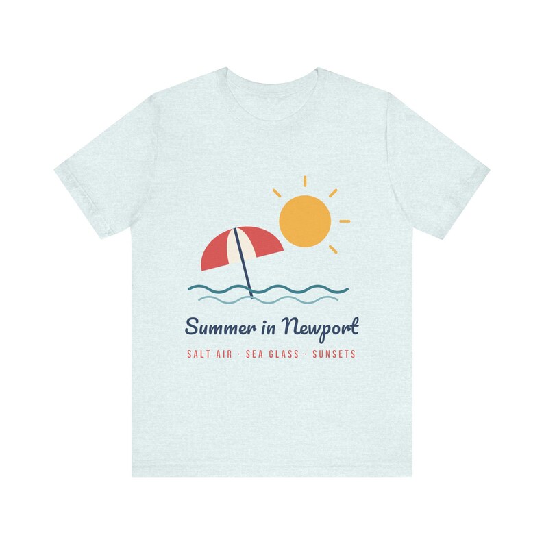 Summer in Newport T-Shirt, Beach Umbrella Sun Tee, Newport RI Vacation Souvenir, Rhode Island Beach Gift, Unisex Soft Cotton Tee image 4