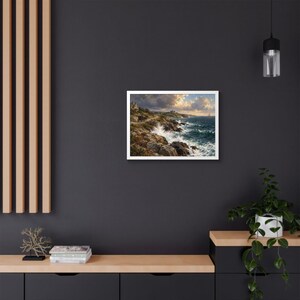 Framed Newport RI Wall Art, Ocean Drive Coastal Painting, Framed Seascape Art Print, Rhode Island Art, Ready to Hang zdjęcie 8