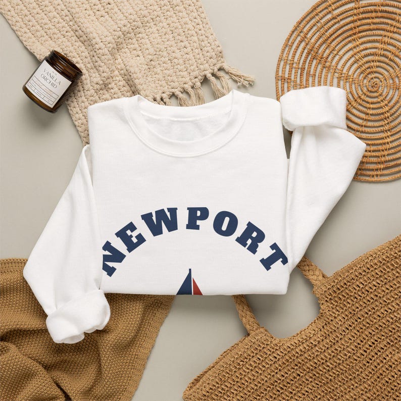 Newport Rhode Island Sweatshirt, Est. 1639 Sailboat Crewneck, Nautical Newport RI Sweater, Rhode Island Souvenir, New England Gift image 5
