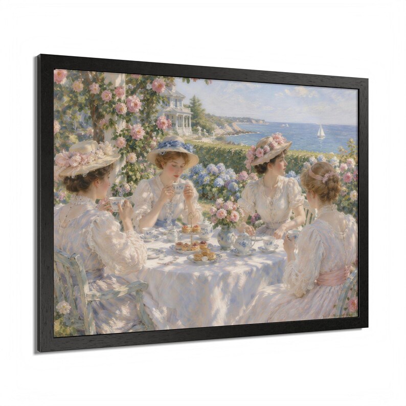 Framed Newport RI Wall Art, Seaside Garden Tea Party Painting, Framed Impressionist Art Print, Rhode Island Art, Ready to Hang image 10