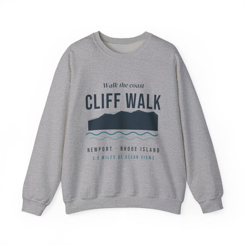 Cliff Walk Newport RI Sweatshirt, Coastal Hiking Crewneck, Rhode Island Ocean Sweater, Newport Souvenir, New England Gift image 3