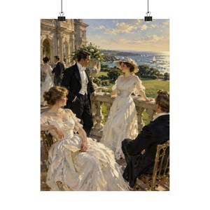 Décoration murale de Newport (Rhode Island), reproduction d'une peinture de terrasse de manoir de l'âge d'or, affiche portrait de la Ocean View Society, art de Rhode Island, cadeau vintage image 9