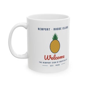 Newport Pineapple Mug, Welcome Hospitality Coffee Mug, Newport Rhode Island Gift, Housewarming Pineapple Mug, New England 11oz image 2