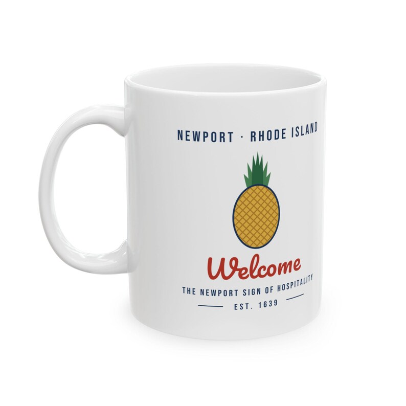 Newport Pineapple Mug, Welcome Hospitality Coffee Mug, Newport Rhode Island Gift, Housewarming Pineapple Mug, New England 11oz image 2