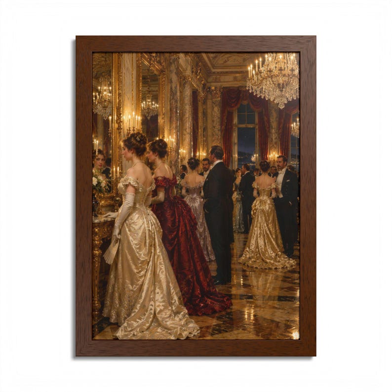 Framed Newport RI Wall Art, Gilded Age Ballroom Painting, Framed Victorian Art Print, Rhode Island Art, Ready to Hang Gift Bild 1