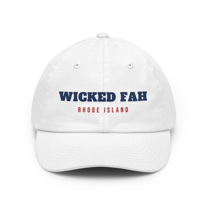 Gorra Wicked Fah, gorra divertida de papá de Rhode Island, gorra de béisbol con jerga de RI, regalo de humor de Nueva Inglaterra, gorra de algodón ajustable unisex imagen 1