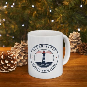 Ocean State Lighthouse Mug, Newport Rhode Island Coffee Mug, Nautical Lighthouse Gift, RI Souvenir Mug, New England Gift 11oz image 4