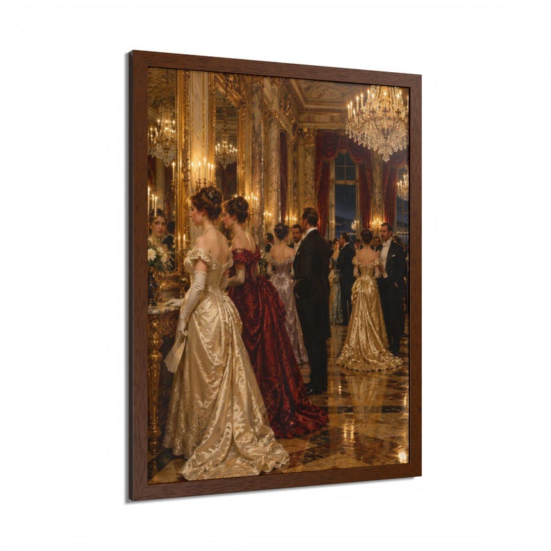 Framed Newport RI Wall Art, Gilded Age Ballroom Painting, Framed Victorian Art Print, Rhode Island Art, Ready to Hang Gift Bild 10