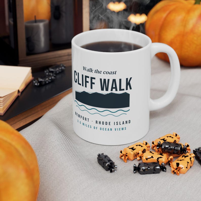 Cliff Walk Newport RI Mug, Coastal Hiking Coffee Mug, Rhode Island Ocean Views, Newport Souvenir, New England Gift 11oz zdjęcie 5