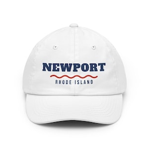 Newport RI Dad Hat, Nautical Wave Baseball Cap, Rhode Island Souvenir Hat, New England Gift, Unisex Adjustable Cotton Cap image 1