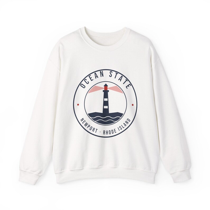Newport Rhode Island Sweatshirt, Ocean State Lighthouse Crewneck, Nautical RI Souvenir Sweater, New England Gift image 1
