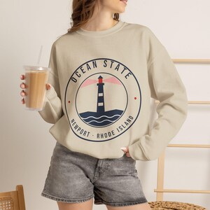 Newport Rhode Island Sweatshirt, Ocean State Lighthouse Crewneck, Nautical RI Souvenir Sweater, New England Gift image 4
