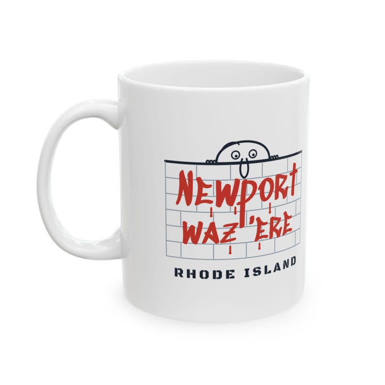 Newport Waz Ere Mug, Funny Graffiti Rhode Island Coffee Mug, Was Here Brick Wall Mug, Newport RI Souvenir Gift 11oz image 2
