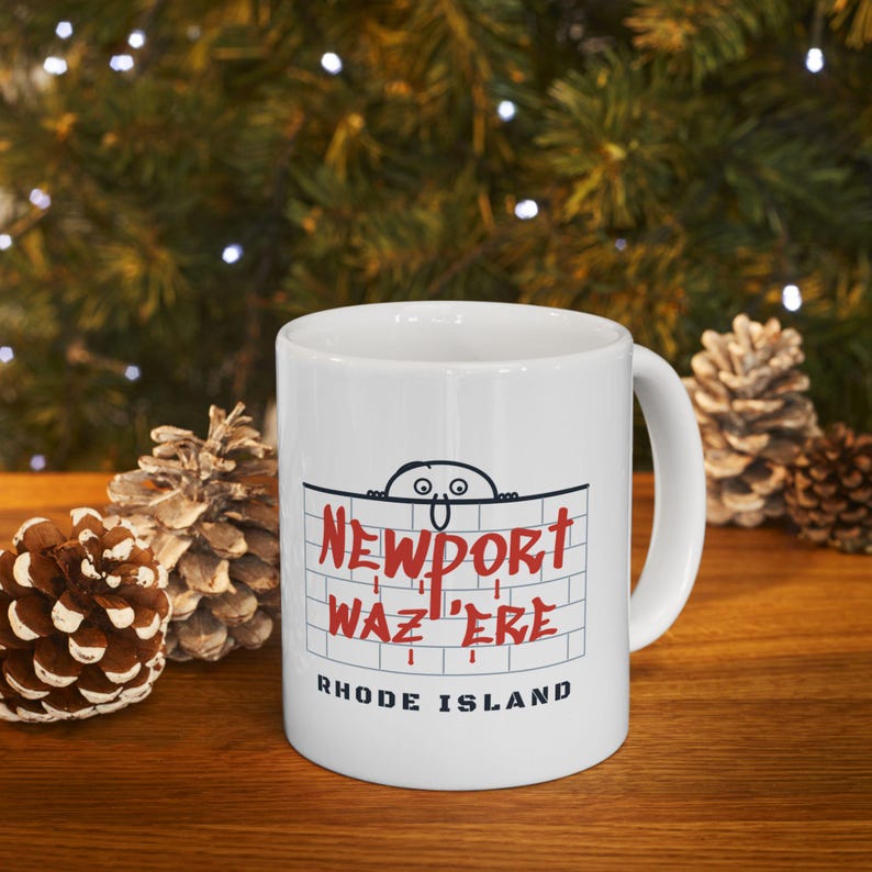 Newport Waz Ere Mug, Funny Graffiti Rhode Island Coffee Mug, Was Here Brick Wall Mug, Newport RI Souvenir Gift 11oz image 4