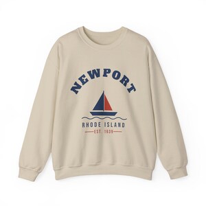 Newport Rhode Island Sweatshirt, Est. 1639 Sailboat Crewneck, Nautical Newport RI Sweater, Rhode Island Souvenir, New England Gift image 2