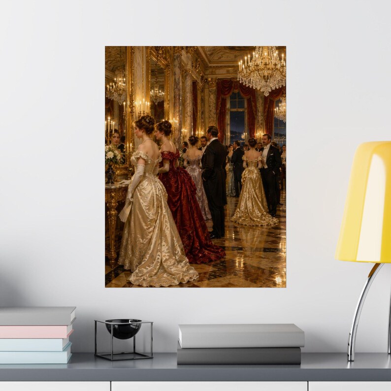 Newport RI Wall Art, Gilded Age Ballroom Painting Print, Victorian Ballroom Poster, Rhode Island Art Print, Vintage Style Gift image 8
