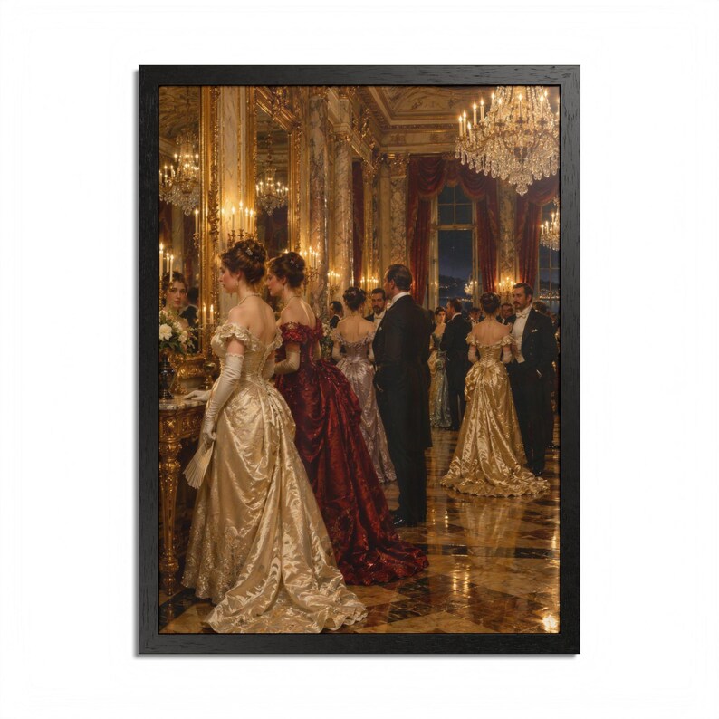 Framed Newport RI Wall Art, Gilded Age Ballroom Painting, Framed Victorian Art Print, Rhode Island Art, Ready to Hang Gift Bild 17