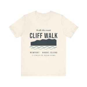 Cliff Walk Newport RI T-Shirt, Coastal Hiking Tee, Rhode Island Ocean Views Souvenir, New England Travel Gift, Unisex Soft Cotton Tee image 3