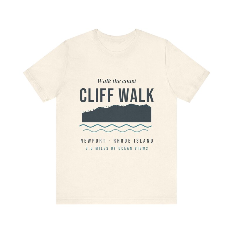 Cliff Walk Newport RI T-Shirt, Coastal Hiking Tee, Rhode Island Ocean Views Souvenir, New England Travel Gift, Unisex Soft Cotton Tee image 3