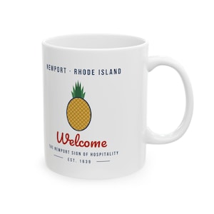 Newport Pineapple Mug, Welcome Hospitality Coffee Mug, Newport Rhode Island Gift, Housewarming Pineapple Mug, New England 11oz image 1