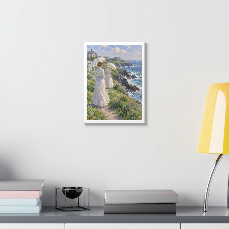 Framed Newport RI Wall Art, Cliff Walk Painting, Framed Impressionist Coastal Art Print, Rhode Island Art, Ready to Hang Gift image 15
