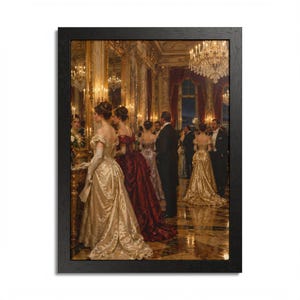 Framed Newport RI Wall Art, Gilded Age Ballroom Painting, Framed Victorian Art Print, Rhode Island Art, Ready to Hang Gift Bild 5