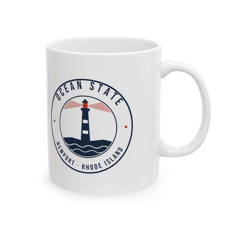 Ocean State Lighthouse Mug, Newport Rhode Island Coffee Mug, Nautical Lighthouse Gift, RI Souvenir Mug, New England Gift 11oz image 1