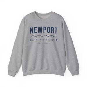 Newport RI Coordinates Sweatshirt, Minimalist Rhode Island Crewneck, 41.49 N 71.31 W, Newport Souvenir Sweater, New England Gift image 3