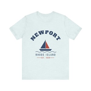 Newport Rhode Island T-Shirt, Est. 1639 Sailboat Tee, Newport RI Souvenir, Nautical New England Gift, Unisex Soft Cotton Tee image 4