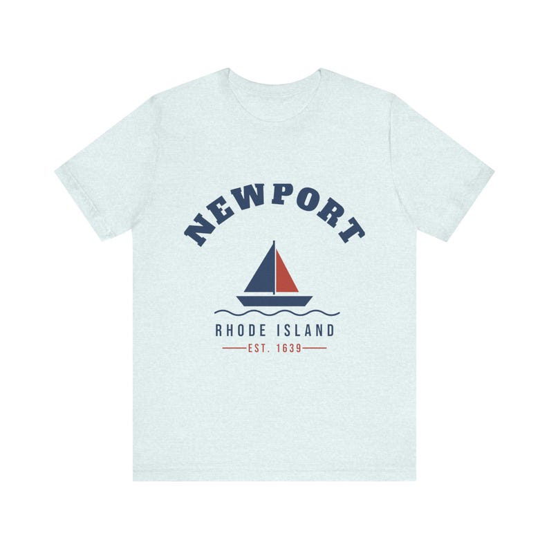 Newport Rhode Island T-Shirt, Est. 1639 Sailboat Tee, Newport RI Souvenir, Nautical New England Gift, Unisex Soft Cotton Tee image 4