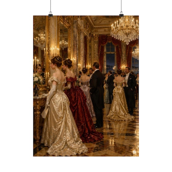 Newport RI wall art, Gilded Age Ballroom Painting Print