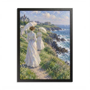 Framed Newport RI Wall Art, Cliff Walk Painting, Framed Impressionist Coastal Art Print, Rhode Island Art, Ready to Hang Gift image 17