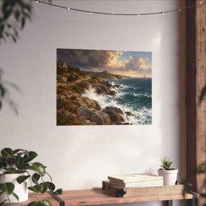 Newport RI Wall Art, Ocean Drive Coastal Painting Print, Horse Carriage Seascape Poster, Rhode Island Art Print, New England Gift image 6
