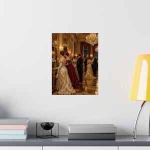 Newport RI Wall Art, Gilded Age Ballroom Painting Print, Victorian Ballroom Poster, Rhode Island Art Print, Vintage Style Gift image 16