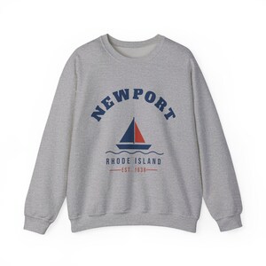 Newport Rhode Island Sweatshirt, Est. 1639 Sailboat Crewneck, Nautical Newport RI Sweater, Rhode Island Souvenir, New England Gift image 3