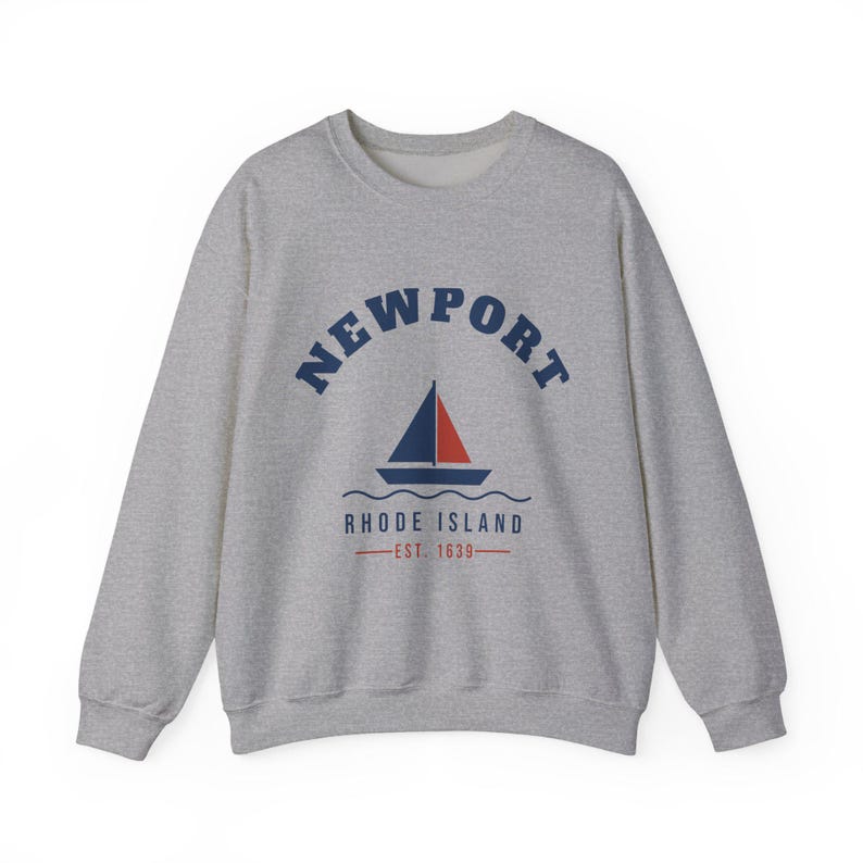 Newport Rhode Island Sweatshirt, Est. 1639 Sailboat Crewneck, Nautical Newport RI Sweater, Rhode Island Souvenir, New England Gift image 3