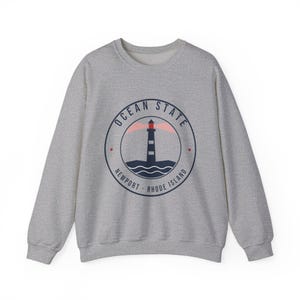 Newport Rhode Island Sweatshirt, Ocean State Lighthouse Crewneck, Nautical RI Souvenir Sweater, New England Gift image 3