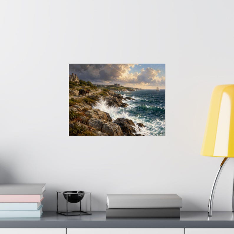 Newport RI Wall Art, Ocean Drive Coastal Painting Print, Horse Carriage Seascape Poster, Rhode Island Art Print, New England Gift image 16