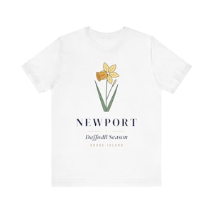 Camiseta de narcisos de Newport, camiseta de la temporada de narcisos, camiseta de primavera de Newport, Rhode Island, regalo botánico floral, regalo de Pascua para ella. imagen 1