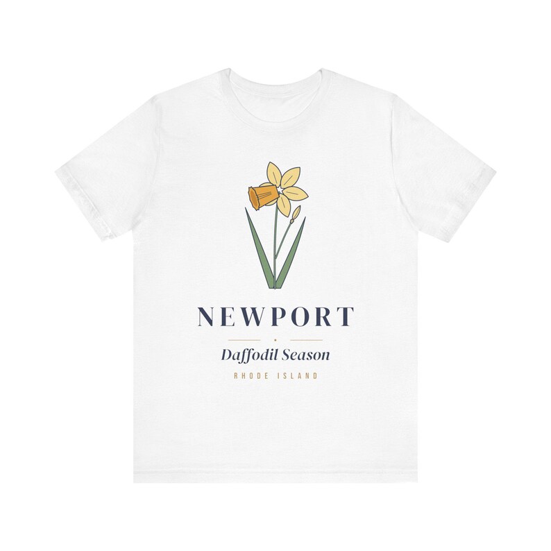 Camiseta de narcisos de Newport, camiseta de la temporada de narcisos, camiseta de primavera de Newport, Rhode Island, regalo botánico floral, regalo de Pascua para ella. imagen 1