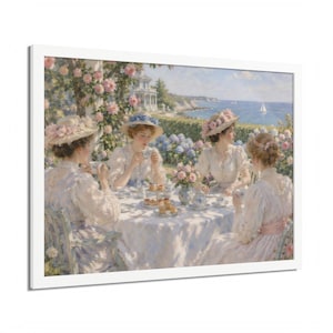 Framed Newport RI Wall Art, Seaside Garden Tea Party Painting, Framed Impressionist Art Print, Rhode Island Art, Ready to Hang image 6