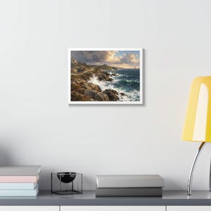 Framed Newport RI Wall Art, Ocean Drive Coastal Painting, Framed Seascape Art Print, Rhode Island Art, Ready to Hang zdjęcie 7