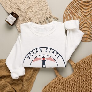 Newport Rhode Island Sweatshirt, Ocean State Lighthouse Crewneck, Nautical RI Souvenir Sweater, New England Gift image 5