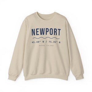 Newport RI Coordinates Sweatshirt, Minimalist Rhode Island Crewneck, 41.49 N 71.31 W, Newport Souvenir Sweater, New England Gift image 2
