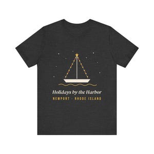 Holidays by the Harbor Newport T-Shirt, Christmas Sailboat Lights Tee, Rhode Island Holiday Gift, New England Christmas Shirt image 2