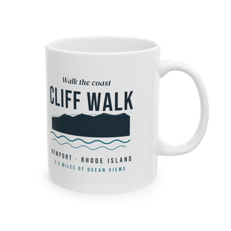 Cliff Walk Newport RI Mug, Coastal Hiking Coffee Mug, Rhode Island Ocean Views, Newport Souvenir, New England Gift 11oz zdjęcie 1