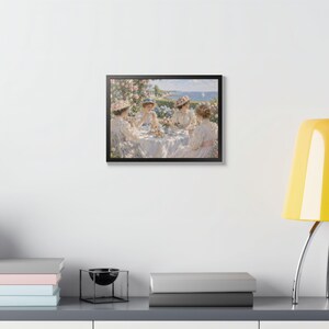 Framed Newport RI Wall Art, Seaside Garden Tea Party Painting, Framed Impressionist Art Print, Rhode Island Art, Ready to Hang image 11