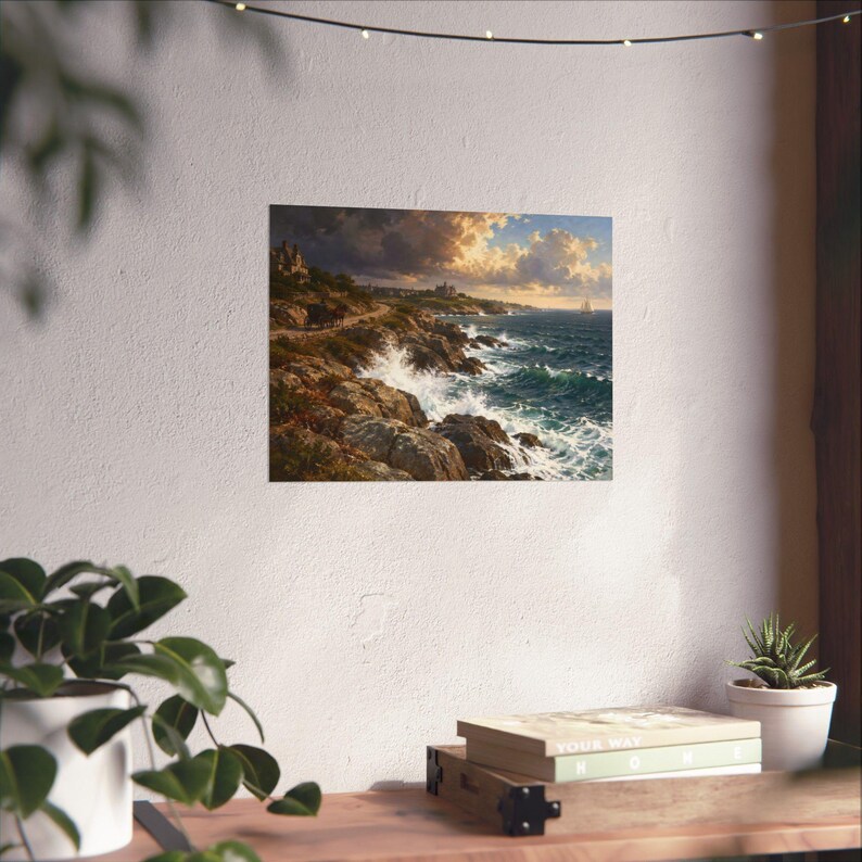 Newport RI Wall Art, Ocean Drive Coastal Painting Print, Horse Carriage Seascape Poster, Rhode Island Art Print, New England Gift image 14